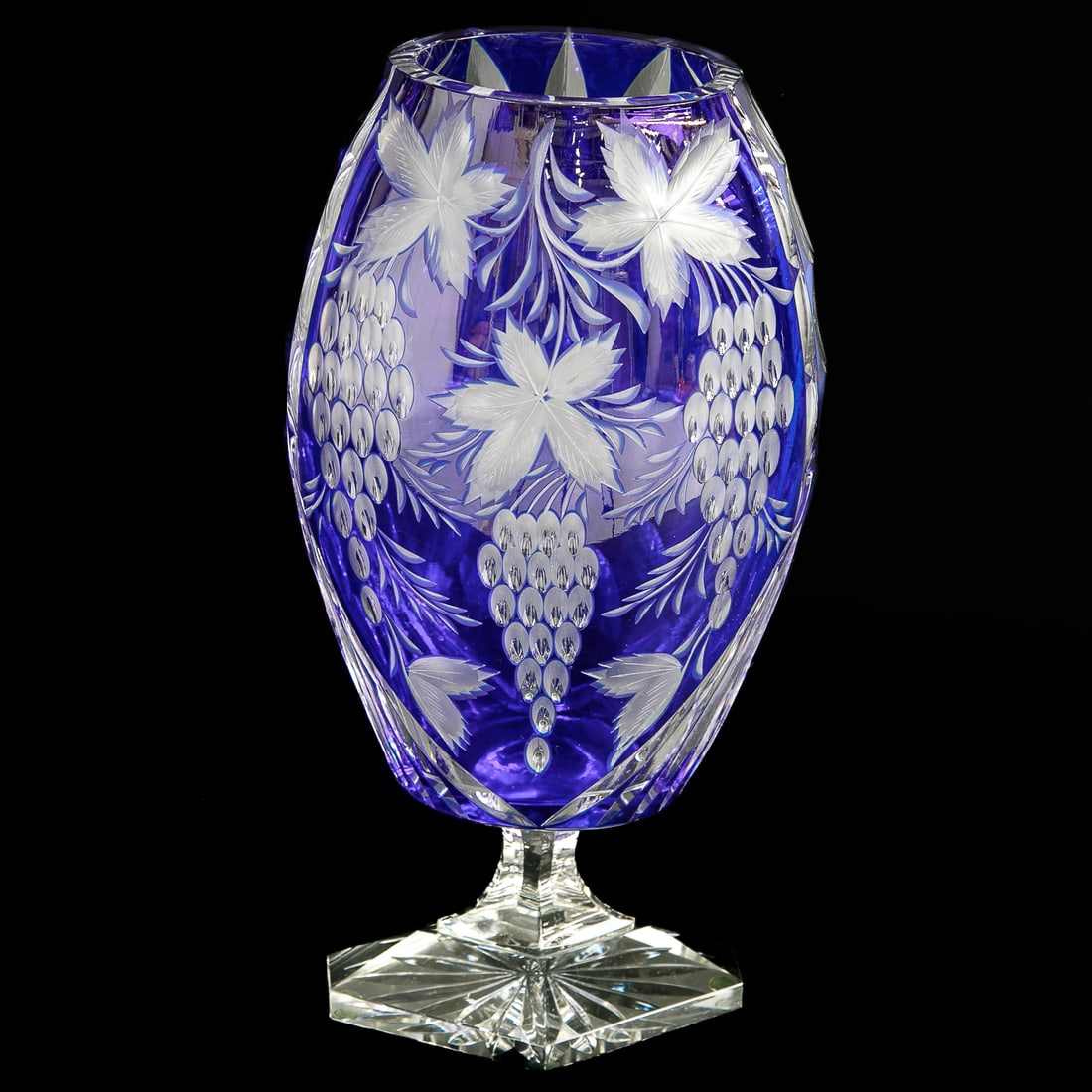 Vintage German Imperlux Cobalt Cut to Clear Ovoid Vase (1 of 6)