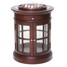 Mahogany Circular Display Side Table with Chinese Checker Set