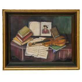 Library Scene, Oil on Canvas