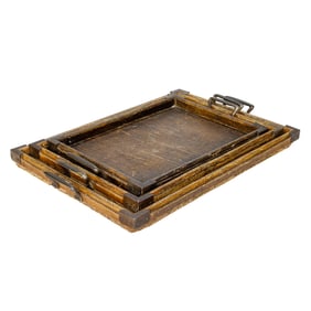 Group of Wooden Serving Trays, Three Total