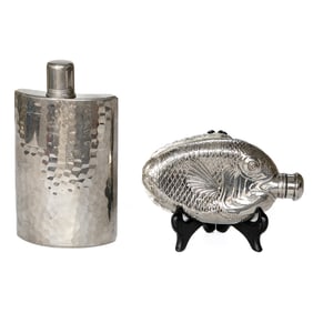 Silver Plated Flasks, Two Total