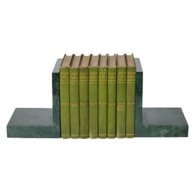 Verde Stone Bookends Along With Eight (8) Stories by Foreign Authors Books
