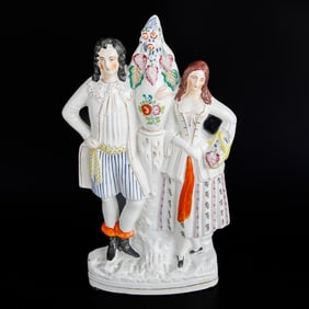 Early 20th C. English Staffordshire Figure Depicting Male and Female