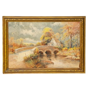 Vintage Landscape Scene, Oil on Canvas, George A. Newman