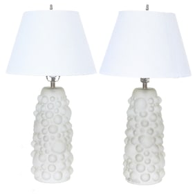 Modern Glass Table Lamps, Pair