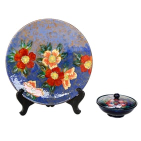 English Porcelain Table Top Items, Two Pieces