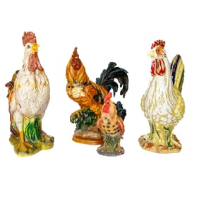 Group of Decorative Roosters, Four Total