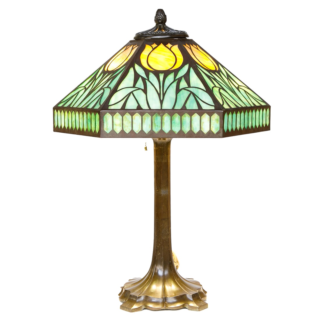 J. A. Whaley Slag Glass Tulip Overlay Table Lamp (1 of 8)