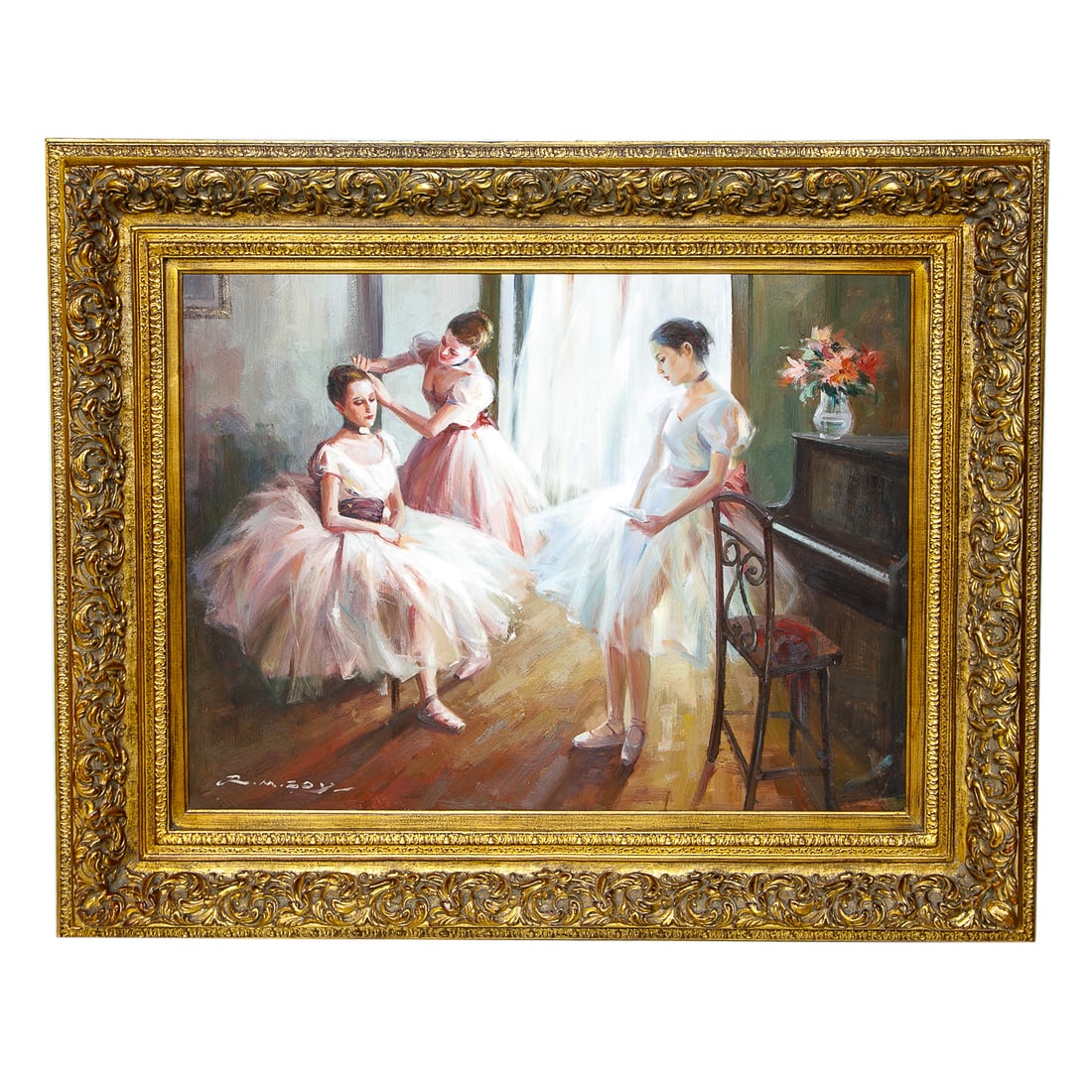 Mid/Late 20th C. R. M. Zoya Ballet Studio Scene, Oil on Canvas (1 of 5)