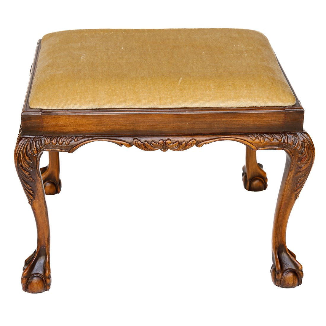 Vintage Walnut Chippendale Style Stool (1 of 5)