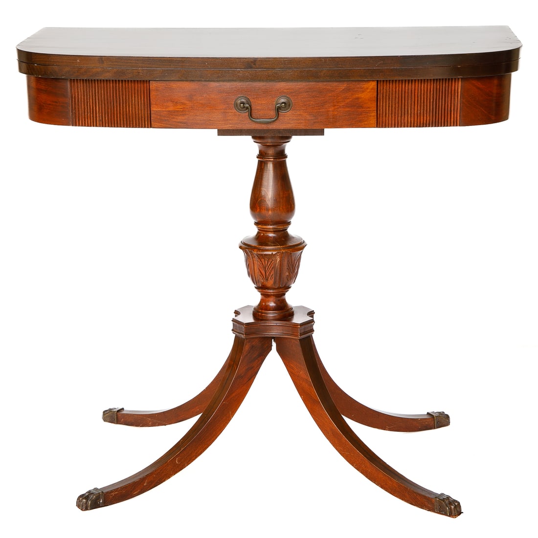 Mahogany Sheraton Style Flip Top Demi Lune Game Table (1 of 10)