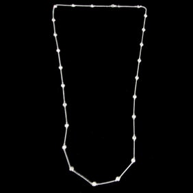 35 Inch 14K White Gold Natural Diamond Station Necklace