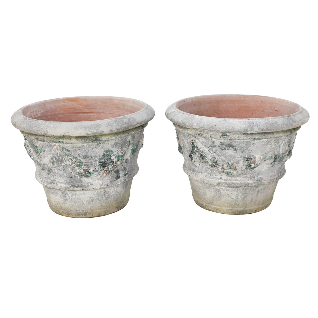 Italian Glazed Terra Cotta Round Planters, Marked Manetti Cotto Toscano, Fatto a Mano (1 of 6)