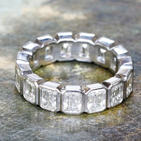 Platinum Natural Diamond Bezel Set Eternity Ring, Size 6.5