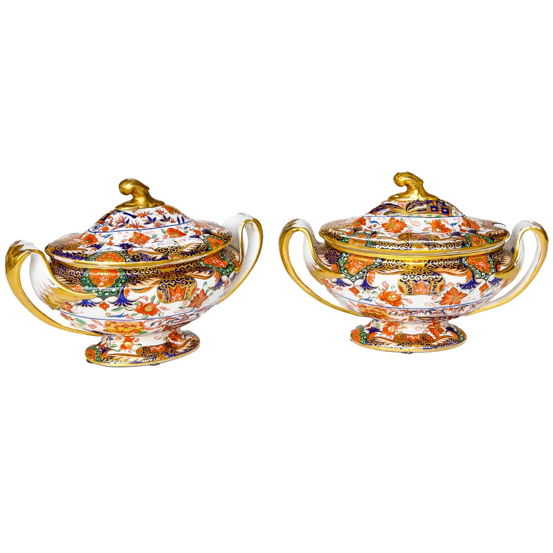 Late 19th C. English Porcelain Sauce Tureens, Pair (1 of 6)