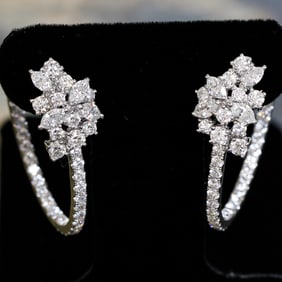 18K White Gold Natural Diamond Earrings