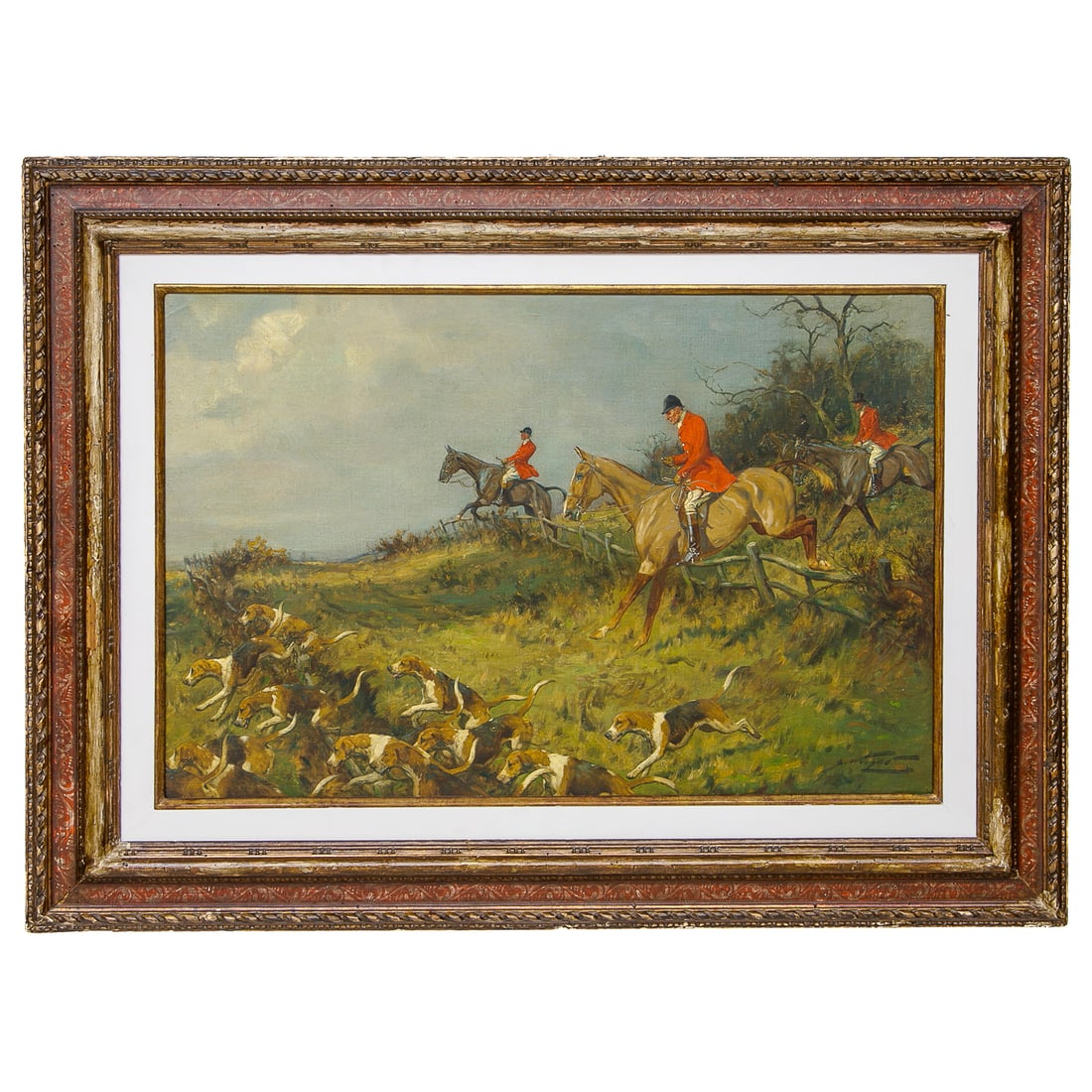 Late 19th C. English George Wright Hunt Scene, Oil on Canvas (1 of 7)
