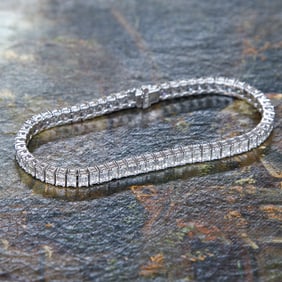 7 Inch 14K White Gold Natural Diamond Bracelet