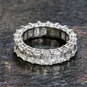 Platinum Natural Diamond Eternity Ring, Size 6.5