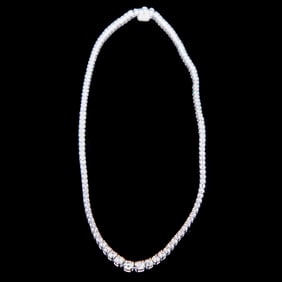 17 Inch 14K White Gold Natural Diamond Riviera Necklace