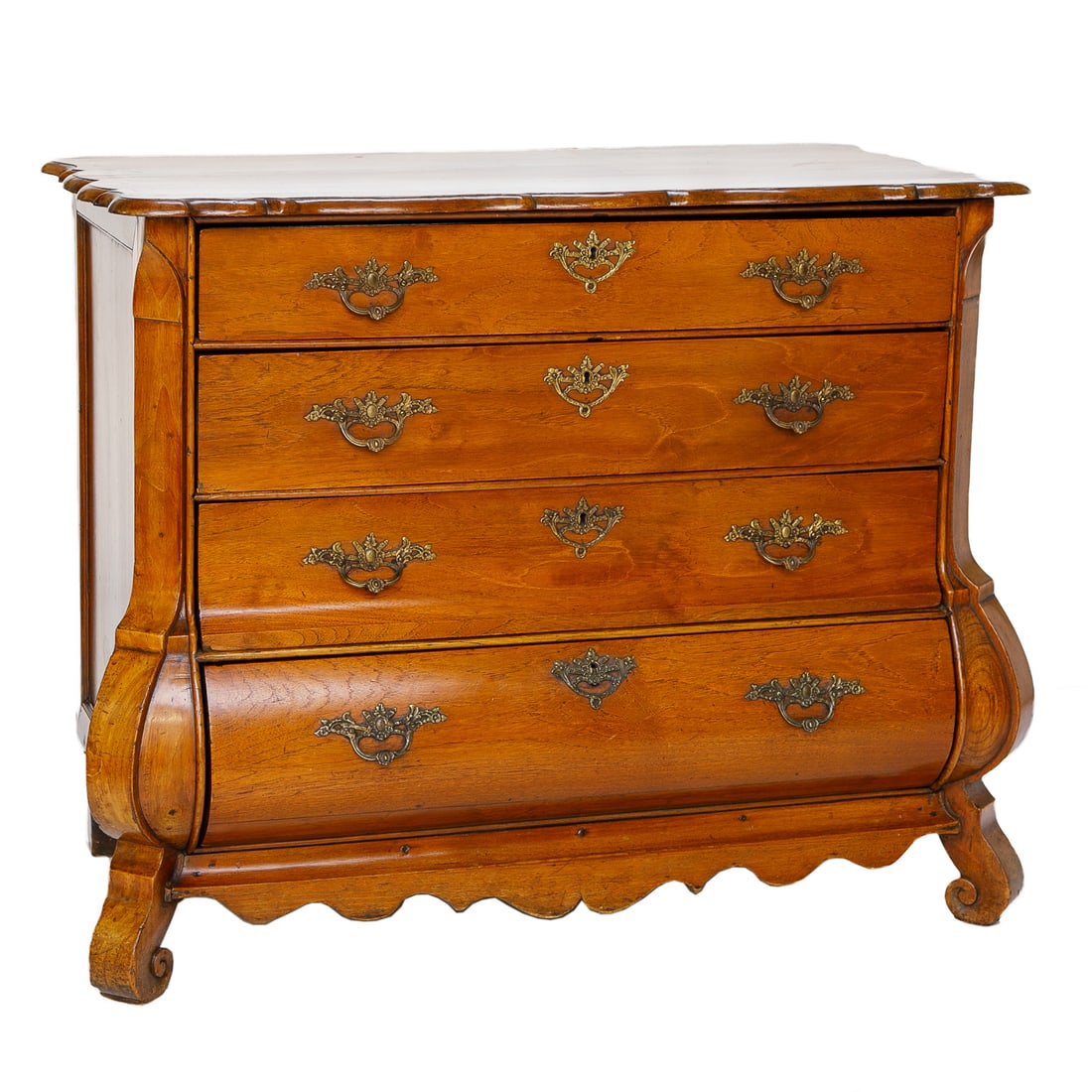 Antique English Fruit Wood Dutch Style Bombe Chest (1 of 8)