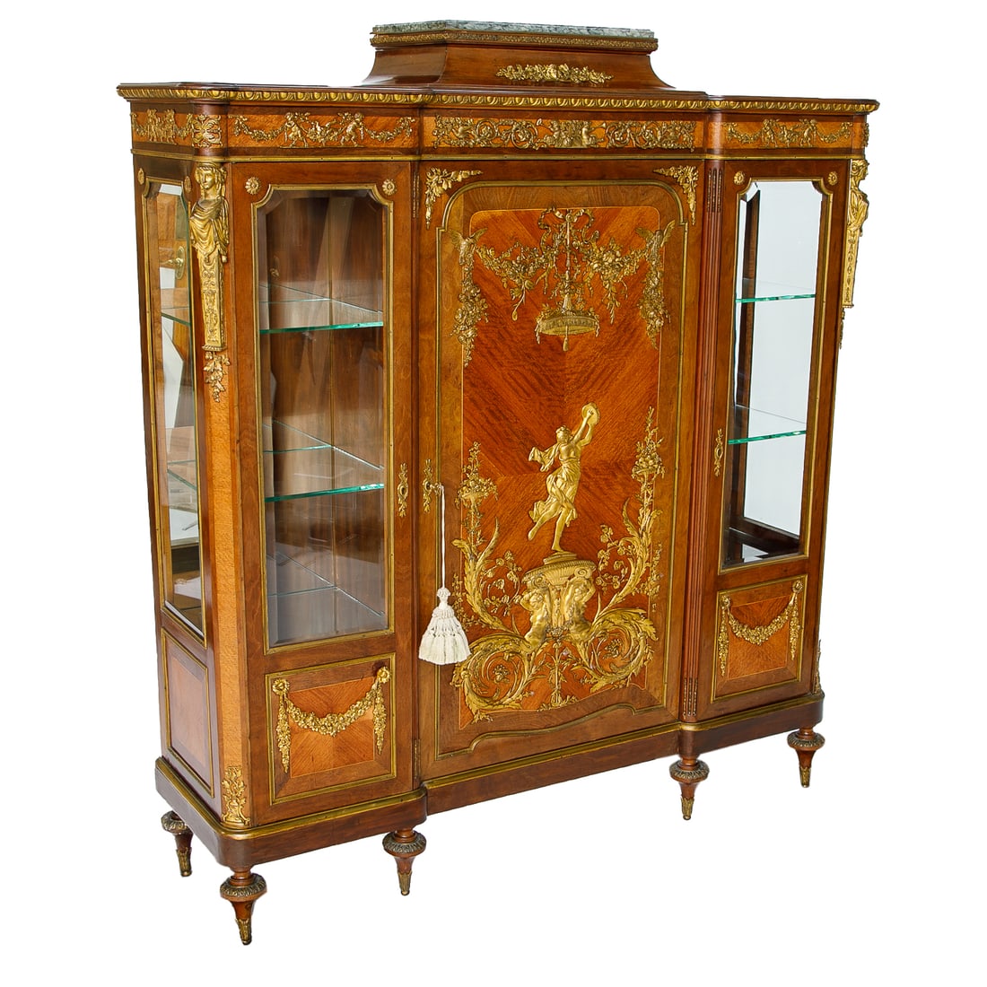 Louis XVI Style French Walnut, Kings Wood and Mahogany Bronze Mounted Display Cabinet (1 of 10)
