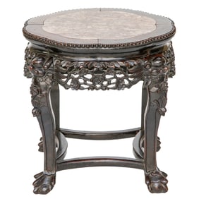 Late 19th C. Chinese Carved Teak Wood Stand