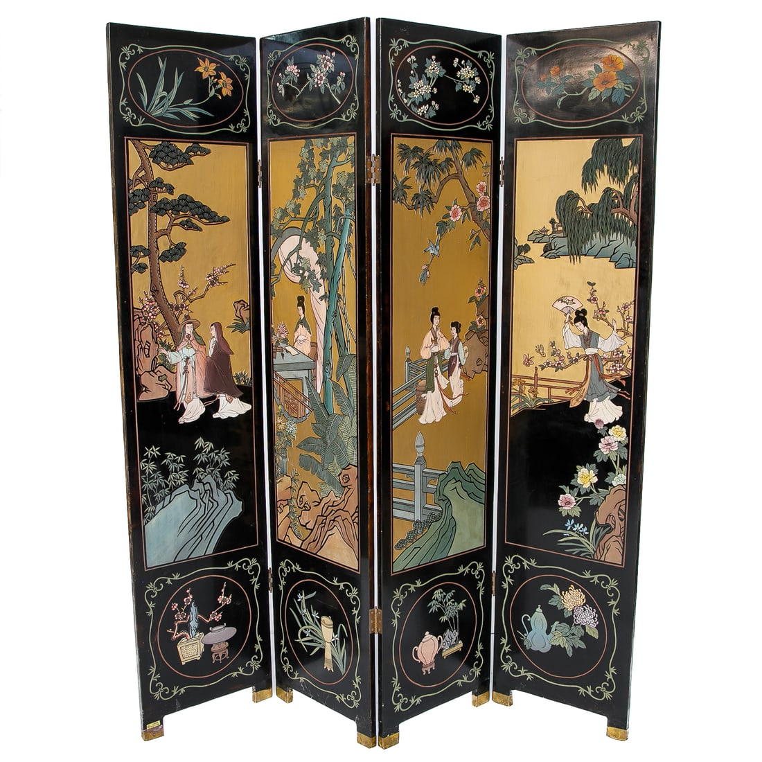 Mid 20th C. Chinese Black Lacquered Screen (1 of 9)