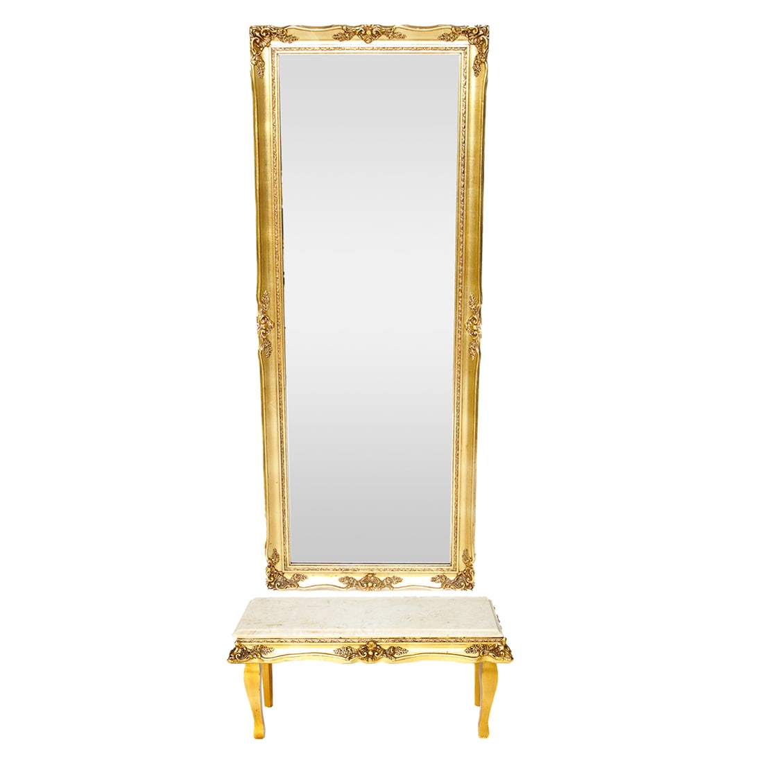 Vintage Louis XV Style Gold Leaf Pier Mirror and Matching Console, Two Pieces Total (1 of 11)