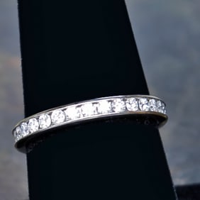 Tiffany & Co. Platinum Natural Diamond Eternity Ring, Size 8.5