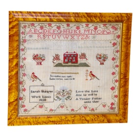 19th C. Framed Needlepoint Sampler