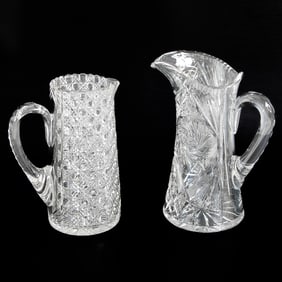 Cut Glass Pitchers, Two Total