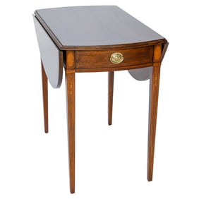 Vintage Councill Craftsman Sheraton Style Mahogany Inlaid Pembroke Table