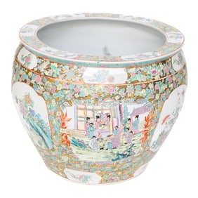 Large Oriental Porcelain Fish Bowl