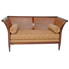 Vintage Baker Furniture, The Milling Road Collection, Regency Style Mahogany Double Cane Settee