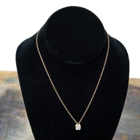 16 Inch 14K Yellow Gold Natural Diamond Solitaire Necklace