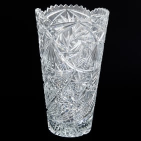 Cut Crystal Vase, Having Scalloped Edges