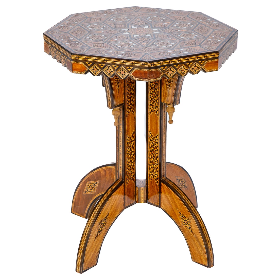 Vintage Anglo Indian Multi Wood Inlaid Octagonal Drink/Side Table (1 of 7)