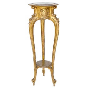 Early 20th C. French Louis XV Style Gold Gilt Round Plant Stand