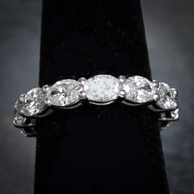 Platinum Natural Diamond Eternity Ring, Size 6.5
