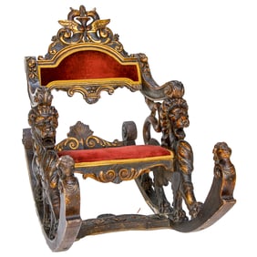 19th C. Carved Italian Venetian Gondola Style Rocking Chair