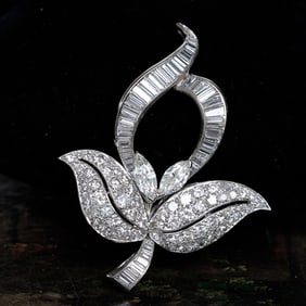 Platinum Natural Diamond Pendant/Brooch