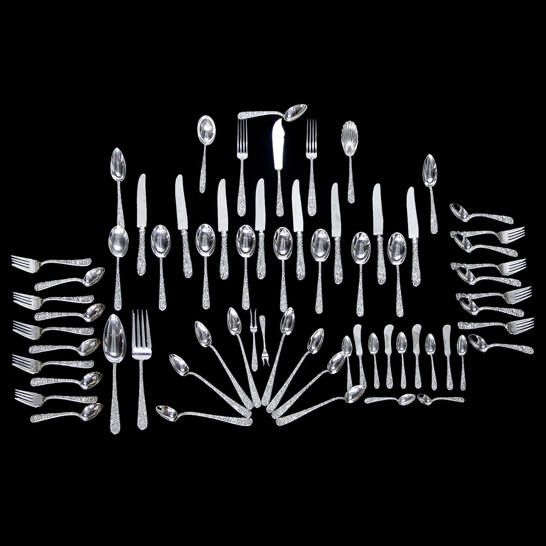 S. Kirk and Sons Sterling Silver Repousse Flatware, 66 Total Pieces (1 of 7)
