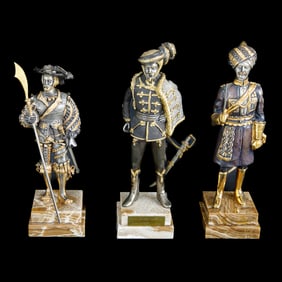 Vintage Guiseppe Vasari (Italy, 1934-2005) Gilt and Silver Bronze Figures, Three Total