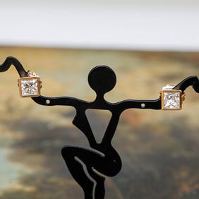 14K Yellow Gold Natural Diamond Stud Earrings