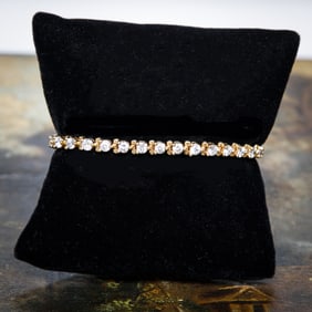 7 Inch 14K Yellow Gold Natural Diamond Bracelet