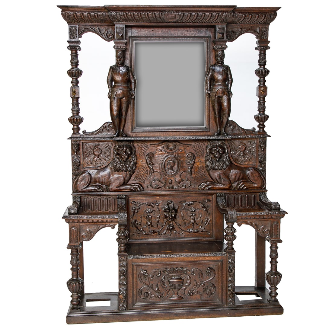 19th C. Carved Oak Gothic Revival Style Hall Tree (1 of 12)