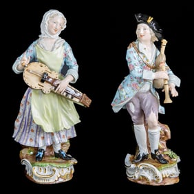 19th C. Meissen Figures, Companion Male and Female Pair