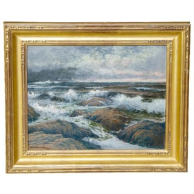 Coastal Seascape Scene, Oil on Canvas