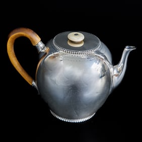 18th C. Georgian Sterling Silver Apple Form Tea Pot